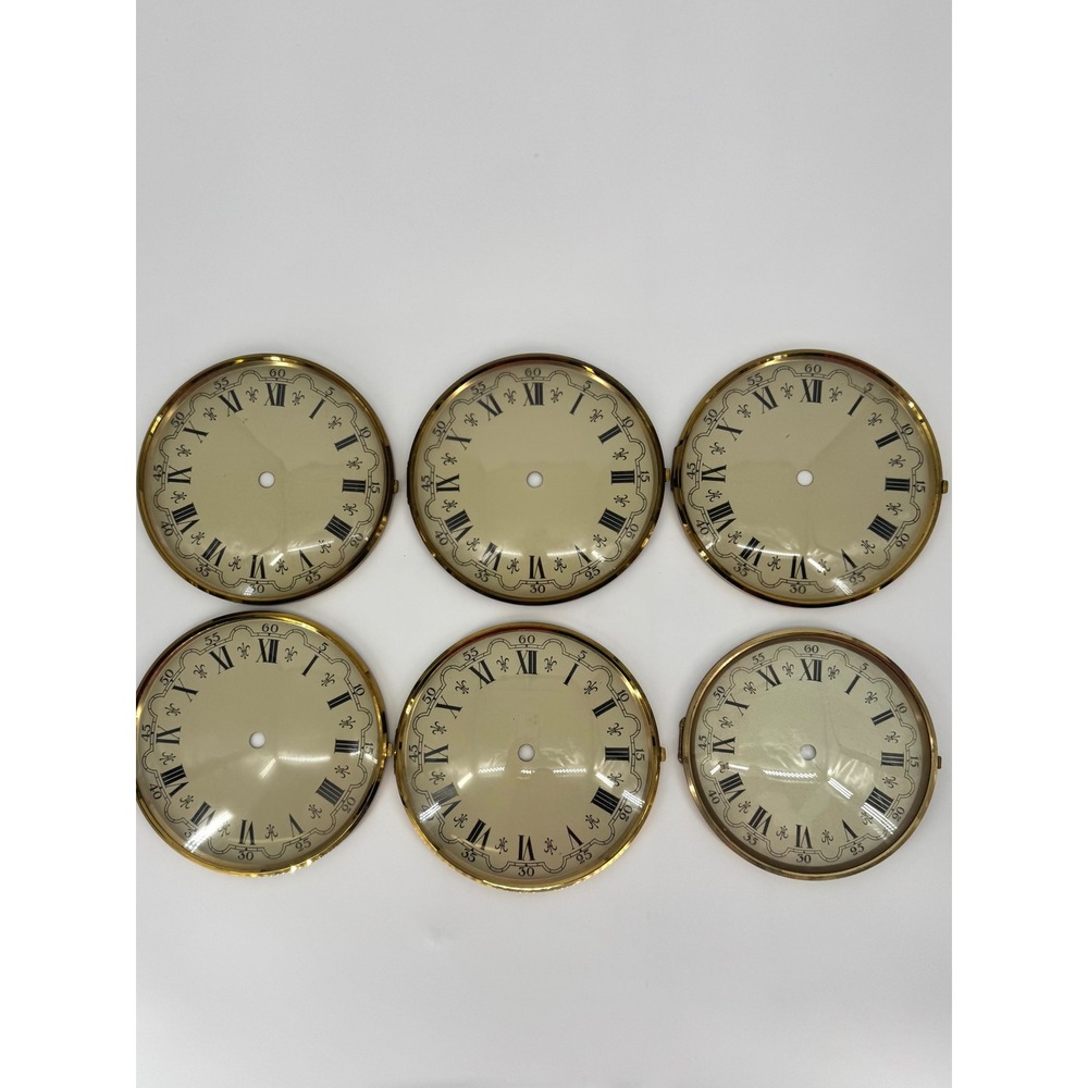 Vintage West Germany Clock Dial Bezel Glass Lot 6 Roman Numeral 6.25"